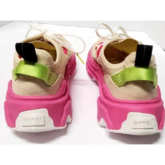 Sorel Sneakers Kinetic Breakthru Tech Lace 7.5 Bleached Ceramic & Fucshia Shoes - Picture 5 of 13
